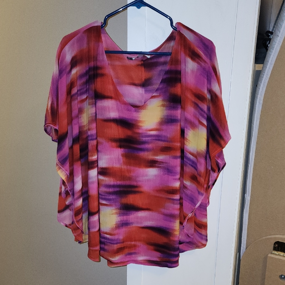 Jennifer Lopez Pink and Orange Boxy Blouse